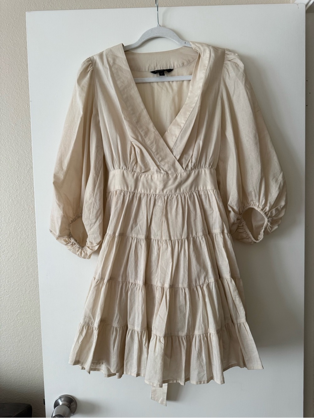 Banana Republic Cream Tiered V-Neck Mini Dress